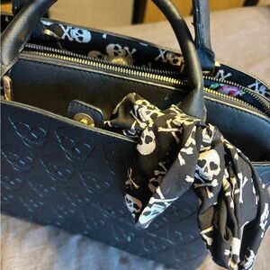 Betsey Johnson Black Skull Embossed Satchel